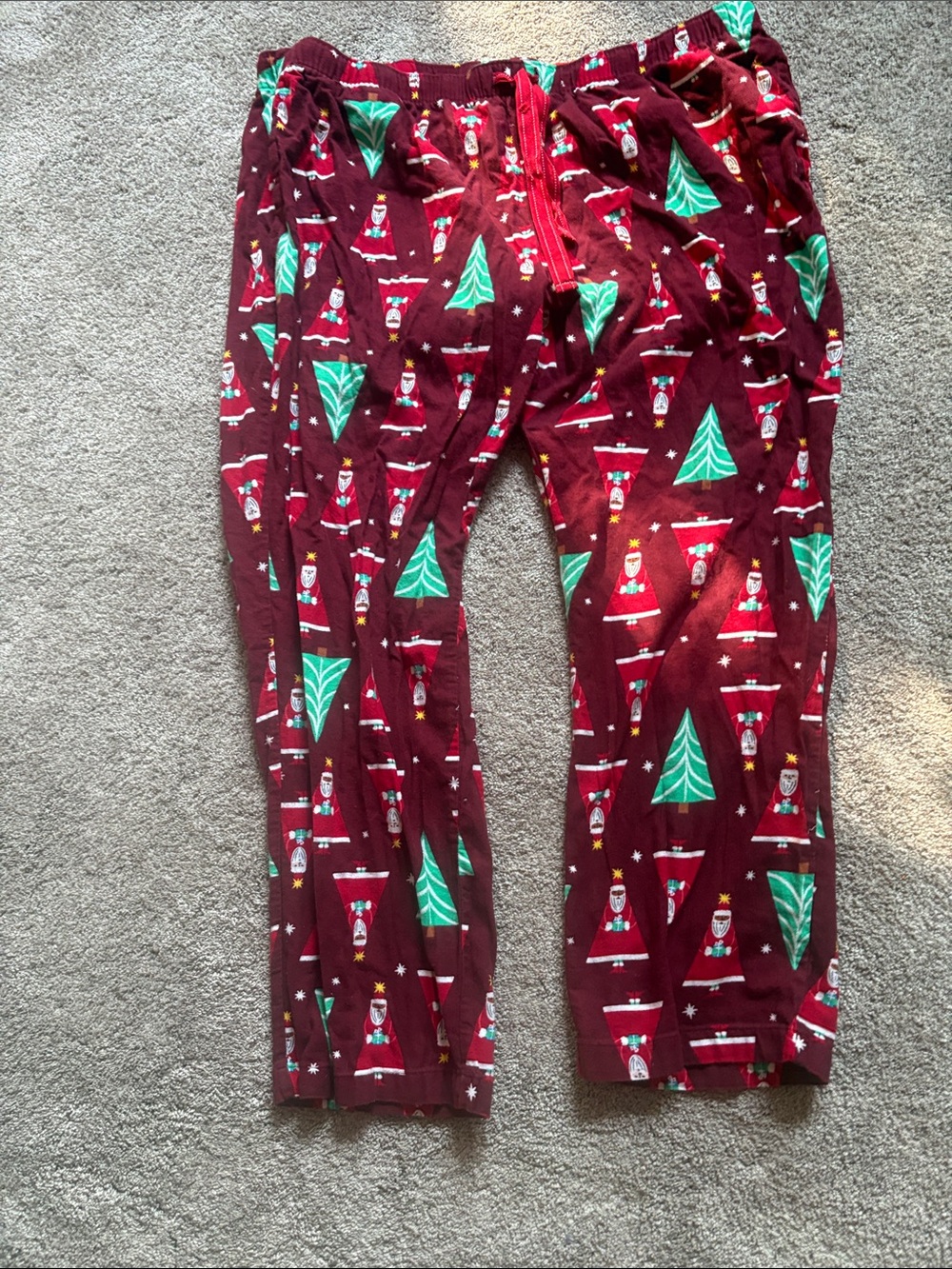 Old Navy Burgundy and Green Holiday Pajama Pants